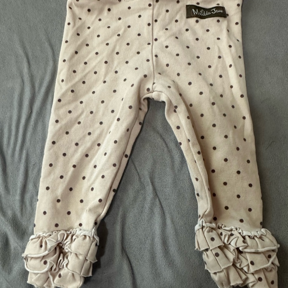Matilda Jane Beige Polka Dot Ruffle Leggings